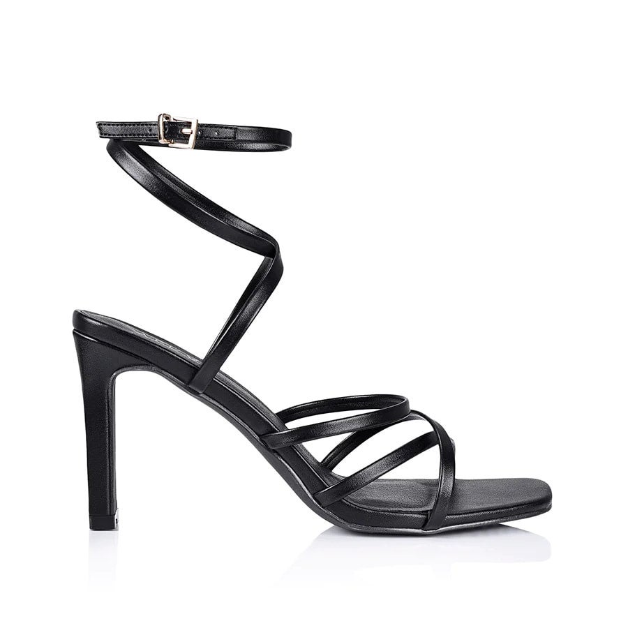 VERALI Kindred Strappy Block Heels Black Smooth Label A
