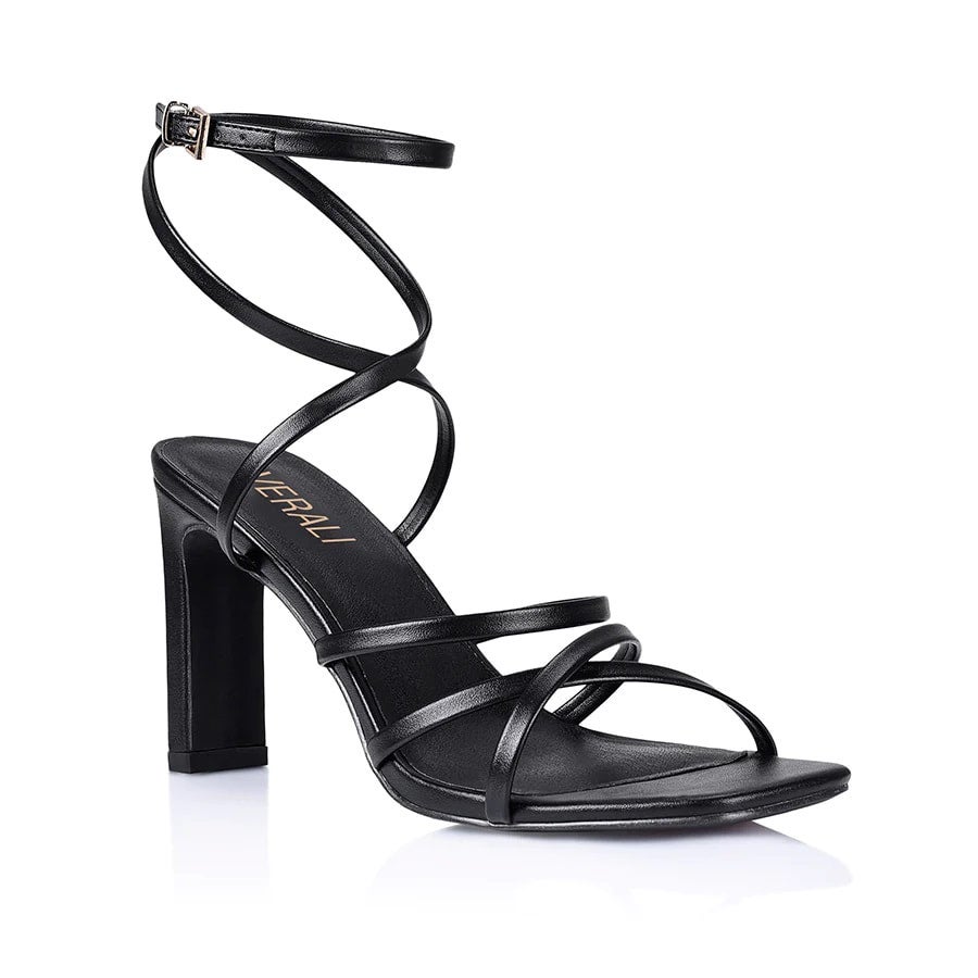 VERALI Kindred Strappy Block Heels Black Smooth Label A