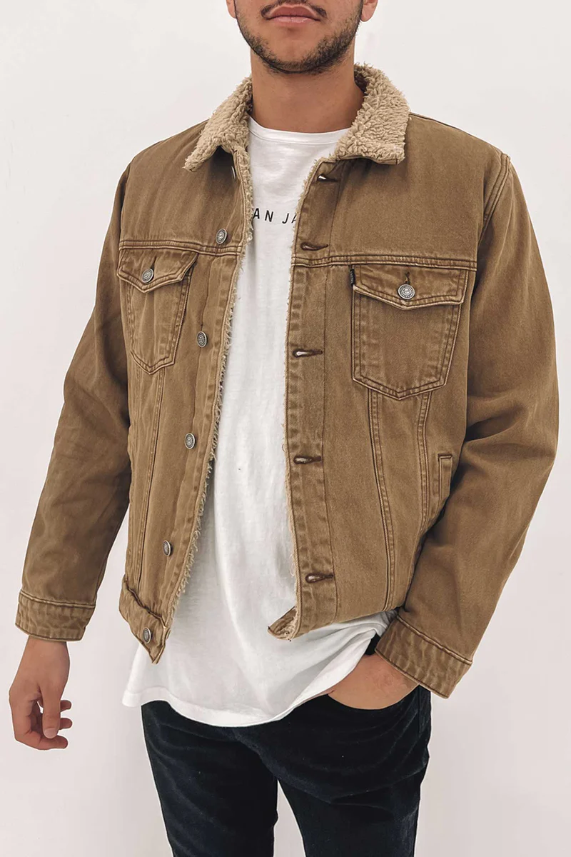 Khaki sherpa jacket hot sale