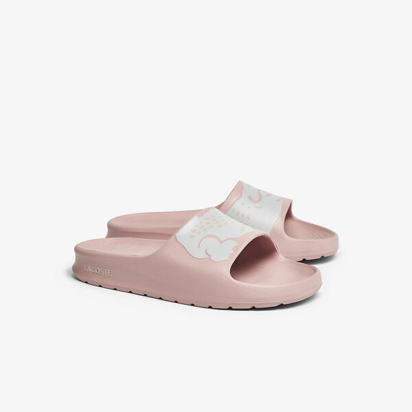 Womens pink lacoste sliders sales